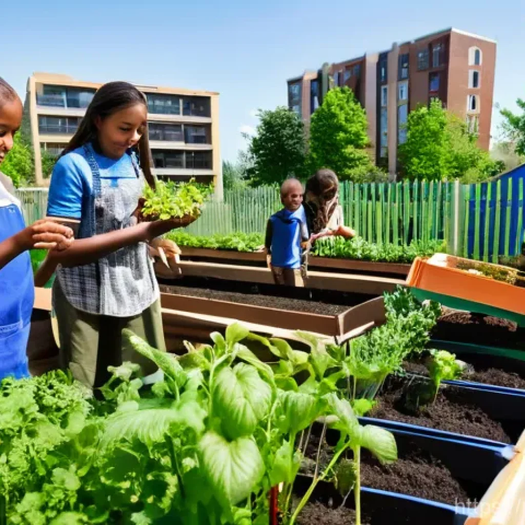 생태 리터러시 교육 프로그램의 변화 추세 - **Urban Green Revolution & Experiential Learning:**
"A vibrant, diverse group of children and ad...