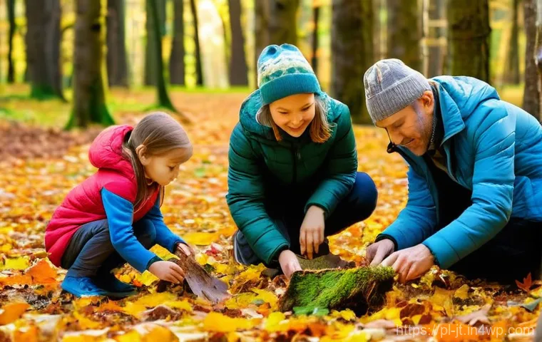 생태 리터러시 향상을 위한 가족 참여 활동 - **Prompt: Family Nature Exploration in a Polish Forest**
"A cheerful Polish family of four – a m...