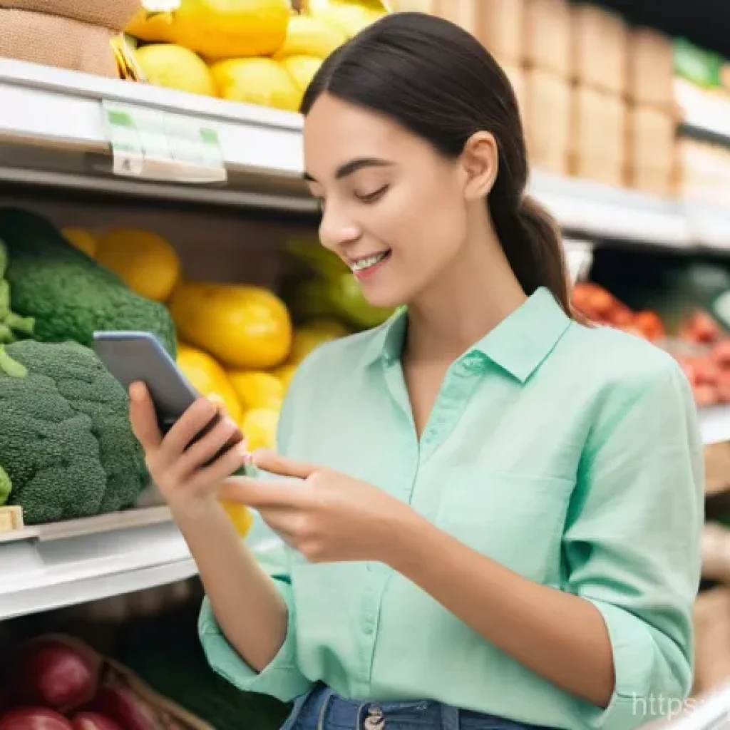 생태 리터러시 향상을 위한 기술적 도구 소개 - **Prompt 1: Conscious Shopping with a Green App**
A clear, bright, realistic photograph of a you...
