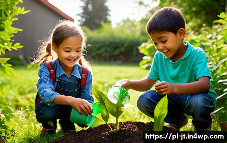 생태 리터러시 교육을 위한 커리큘럼 개발 - **Prompt 1: Joyful Eco-Explorers in a Community Garden**
A bright, wide-angle shot of a diverse ...