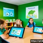 Home 22 생태 리터러시에 대한 최신 연구 동향 - A vibrant classroom scene in a modern Polish school where diverse children aged 10-14 are engaged wi...