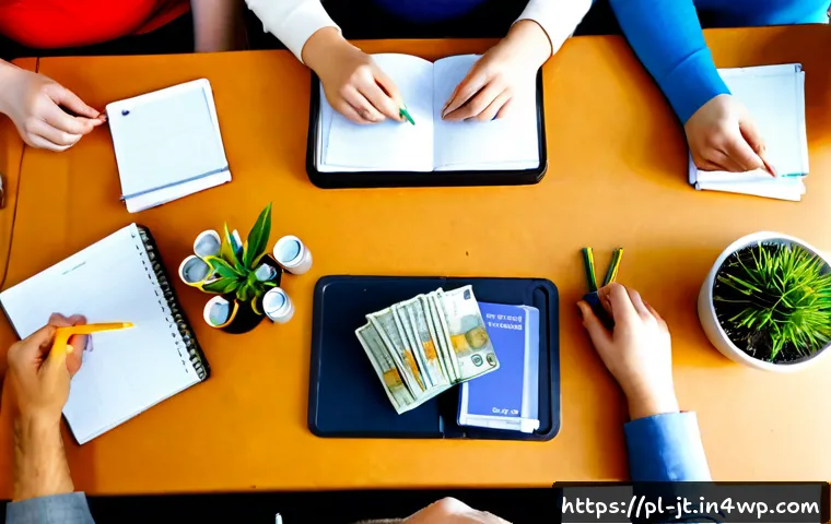 Home 17 생태 리터러시 향상을 위한 예산 편성 방법 - Photorealistic overhead view of a Polish community school budgeting workshop, a diverse group of tea...
