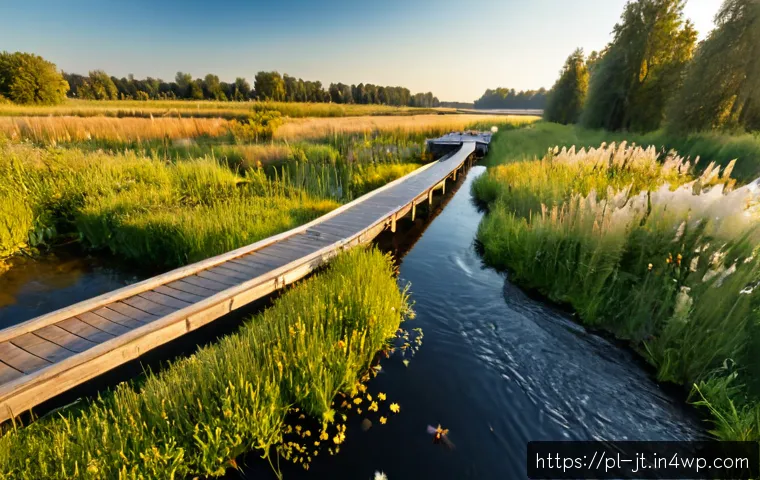 Home 17 생태 리터러시와 생태계 서비스의 이해 - Photorealistic wide-angle scene in a Polish riverside meadow at sunrise, a multigenerational family ...